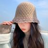 Gorra de cubo coreana de punto de nueva moda para otoño e invierno para mujer, gorra de lavabo cálida con encaje para exteriores, fabricantes directos