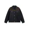 Chaqueta de mezclilla retro americana para hombre, nuevo estilo de otoño, patchwork de gamuza con costuras de contraste, top casual versátil con cuello de solapa