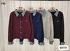 Cardigan de Tricô Cinza Gola Alta Falso Duas Peças Feminino Outono Design Moderno Slim Fit Outer Casaco Suéter Curto Top