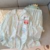 Pijama de manga larga con estampado dulce estilo Ins para mujer, celebridad de Internet, otoño de 2024, pantalones nuevos, traje de casa