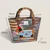 Cachorro Salchicha Cesta de Verduras Bolsa de Trabajo para Commuter Cesta de Mano Bolsa Tejida Ratán de Mano Bambú Retro Bolsa de Playa
