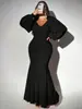 Vestido Transfronterizo Europeo y Americano para Mujer Talla Grande Primavera y Otoño Color Sólido Cola de Pez Falda Larga Nuevo Fiesta Boda Formal Vestido Falda para Mujer