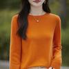 Tejido de Punto Seamless de Cuello Redondo Listo para Usar Transfronterizo para Mujer, Jersey Versátil de Manga Larga para Otoño e Invierno, Prenda Interior de Color Sólido