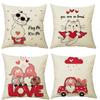 Funda de Almohada Transfronteriza Nueva Día de San Valentín Lino Estampado Letras Corazón Hogar Sofá Funda de Cojín Funda de Almohada para Dormitorio