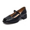 Zapatos Mary Jane de Punta Cuadrada para Mujer 2024 Primavera y Verano Nuevo Estilo Coreano Zapatos Bajos con Tacón Medio Zapatos de Tacón Alto para Mujer Mori