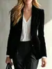 Nuevo blazer cruzado de terciopelo dorado para mujer 2026 con cintura entallada, un top versátil para el lugar de trabajo, disponible en Amazon