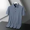 Camisa Polo Sin Costuras de Seda de Hielo para Hombre Verano Solapa Manga Corta Ligera Transpirable Casual de Negocios Color Sólido Elástica Media Manga