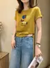Camiseta de algodón acanalado de trece filas, fuente física, para mujer, directo de fábrica, top de manga corta ajustado, suministro exclusivo segunda tanda de verano