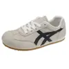Novos Sapatos Femininos Primavera e Outono Couro Camurça Bege Sapatos de Treino Alemães Cano Baixo Moda Retrô Casual Solado de Borracha Sapatos Forrest Gump
