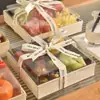 Caixa de Embalagem de Frutas para Piquenique, Caixa de Embalagem de Bandeja de Frutas Frescas de Madeira, Caixa de Embalagem Transparente Descartável