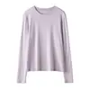 Camiseta Básica de Seda y Lino Jianxi, Manga Larga, para Mujer, Otoño e Invierno