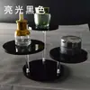 Soporte de Exhibición para Set de Cuidado de la Piel Cosmético Joyería Escritorio Acrílico Tres Niveles Mesa Redonda Grabación de Video