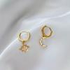 Pendientes asimétricos de estrella y luna de plata esterlina S925 Fangxing, moda de lujo ligero, simples, estilo frío, versátiles, pendientes creativos
