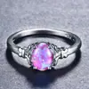 Anillo de Oro Rosa con Diamante Ópalo de Venta Caliente Transfronteriza para Mujer, Anillo Elegante Versátil, Joyería Vintage con Micro Diamante Blanco