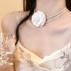 Collar de camelia blanca estilo deseo puro para mujer, accesorios de encaje para el cuello francés, collar, collar, gargantilla, correa para el cuello