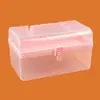 Herramientas de Plástico Transparente Caja de Herramientas Doméstica Portátil para Pintura de Estudiantes de Primaria Doble Capa Caja de Almacenamiento para Arte de Uñas Caja de Herramientas