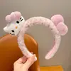 Faixa de Cabeça de Pelúcia com Estampa de Leopardo Rosa para Gato para Mulheres, Faixa de Cabeça Versátil Fofa para Lavar o Rosto, Grampo de Cabelo para Mulheres com Topo Alto