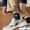 Calcetines de Oso Polar para Hombre, Nueva Colección Primavera/Verano, Calcetines Cortos Bordados de Dibujos Animados Shawn Yue, Calcetines Tobilleros de Algodón Negros y Blancos Deportivos de Moda Coreana