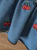 Conjunto de Dos Piezas de Verano 2026 Estilo Transfronterizo Top de Volantes con Cuello Redondo y Pantalones tipo Falda de Mezclilla Resistente con Abalorios