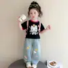 Conjunto de Roupa Novo de Verão 2026 para Meninas Desenho Animado Casual Duas Peças para Menina Pequena Roupas da Moda Tendência para Bebê Menina