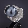 Zhuang Sheng joias cobre banhado a platina incrustada Aobei madrepérola incrustada dois em um anel ajustável aberto 14mm