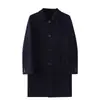 Estilo Coreano Espesso Masculino Outono e Inverno Slim Fit Tamanho Grande Novo Roupa Externa de Lã Corta-vento Masculino Roupa Externa Longa de Lã Bonito Preto