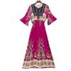 Vestido Estilo Étnico 2025 Verão Novo Algodão Seda Estampado Tailandês Xinjiang Viagem Praia Vestido Férias à Beira-Mar