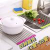 Creative Bowl y Escurridor de Acero Inoxidable y Silicona para Frutas y Verduras Estante para Escurrir Platos Estante de Almacenamiento para Paños de Cocina de Silicona Herramienta Grande de Cocina