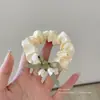 Scrunchie lenço quadrado estilo pastoral francês para meninas e crianças, elástico de cabelo doce com laço para coques, acessório de cabelo