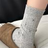 Calcetines de Algodón Puro con Pequeño Estampado Floral Suave de Otoño para Mujer, Calcetines de Media Pantorrilla Serie Miu Estilo Retro Fresco Versátiles Sin Costuras Calcetines Holgados