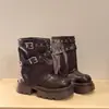 Botas para Pierna de Pantalón con Hebilla Personalizada de Suela Gruesa para Mujer 2026 Nuevo Estilo para Personas Bajas Estilo Chica Popular Botas de Caña Corta Fruncidas Botas de Motocicleta de Moda