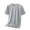 Camiseta de Manga Corta de Seda de Hielo para Hombre, Talla Grande Holgada Ropa para Hombre, Sencilla y Versátil, Camiseta Cómoda, Camiseta Casual de Color Puro, Cuello Redondo Moderno para Hombre