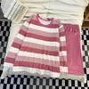 Pijama de Rayas para Mujer Primavera y Otoño Nuevo Algodón de Imitación 180g Manga Larga Casual Holgado Estudiante Dulce Ropa de Casa Conjunto