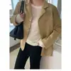 Blazer retrô francês estilo INS com design de abotoamento simples, bolsos duplos e uma paleta de cores Maillard, modelo 25355