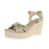 Fivela de cinta decorativa de moda transfronteiriça salto plataforma aumento de altura 8cm comércio exterior dropshipping sandálias de sola grossa de corda de cânhamo de verão
