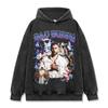 Camiseta de Manga Curta Estilo Retro Americano Bad Bunny Estampada Lavada Algodão Pesado Gola Pequena Top