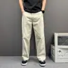 Pantalones casuales marrones de estilo urbano para hombre, lavados y desgastados, pantalones rectos hasta el suelo, ropa de trabajo elegante y moderna, pantalones largos adelgazantes