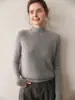 Suéter de Cashmere Feminino Gola Alta Meia-Calça Outono/Inverno 2026 Cor Sólida Espessado Solto Manga Longa Camisa de Tricô para Camadas