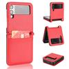 Para Samsung Z Flip4 funda de teléfono de pantalla plegable billetera con ranura para tarjetas ZFlip3 funda de teléfono de cuero de una sola pieza patrón de lichi