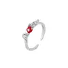 J1447 estilo ins anillo de serpiente de plata de ley S925 diseño de nicho femenino anillo de dedo de manzana roja abierto roto