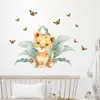 BR0178E Desenho Animado Aquarela Curativa Borboleta Guepardo Fofo Adesivos de Parede Autoadesivos Sala de Estar Quarto de Crianças Adesivos Decorativos