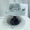 Sombrero de Pescador de Mezclilla Lavada Simple Estilo Coreano para Hombre y Mujer Primavera y Verano para Exterior, Camping, Montañismo, Protección Solar, Visera, Sombrero de Cubo de Ala Ancha