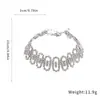 Pulsera Ovalada Hueca Incrustada con Diamantes Transfronteriza Europea y Americana, Pulsera Ajustable Exquisita y de Moda, Joyería de Lujo Ligero y de Alta Gama para Mujeres