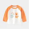 Ropa de Otoño para Bebé Ropa Interior Estampada de Algodón Puro para Bebé Suéter de Algodón Dibujos Animados Ropa de Primavera y Otoño para Niños Camiseta con Abertura en el Hombro para Niños