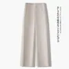Calça Pantalona Minimalista de Linho Natural e Seda de Gelo para Mulheres Verão 2026 Caimento Fluido Respirável Profissional Trabalho Casual Perna Reta Finas