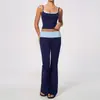Conjunto de fitness europeu e americano transfronteiriço com colete esportivo e calça comprida, conjunto de yoga 2570 com sensação de segunda pele, cintura alta, controle de barriga e levantamento de glúteos