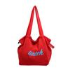Bolso de hombro de nailon con estampado de letras para mujer, estilo coreano, informal, combinable, portátil, con cordón, de gran capacidad
