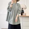 Camisa de Muñeca Ajustada Estilo Japonés para Mujer 2024 Principios de Otoño Nueva Retro Holgada de Algodón Manga Larga