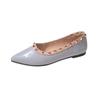 Zapatos de Tacón Alto para Mujer 2025 Verano Nuevos Zapatos Negros de Trabajo No Cansan después de Estar de Pie Mucho Tiempo Zapatos Planos de Punta Fina Bocas Poco Profundas Zapatos Planos con Remaches