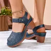Sandalias Romanas Chunky de Tacón Medio Estilo Nuevo 2026, Zuecos Romanos de Punta Cerrada, Sandalias con Corte Lateral, Venta al por Mayor y Dropshipping